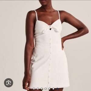 Linen blend mini tie front/button front summer dress